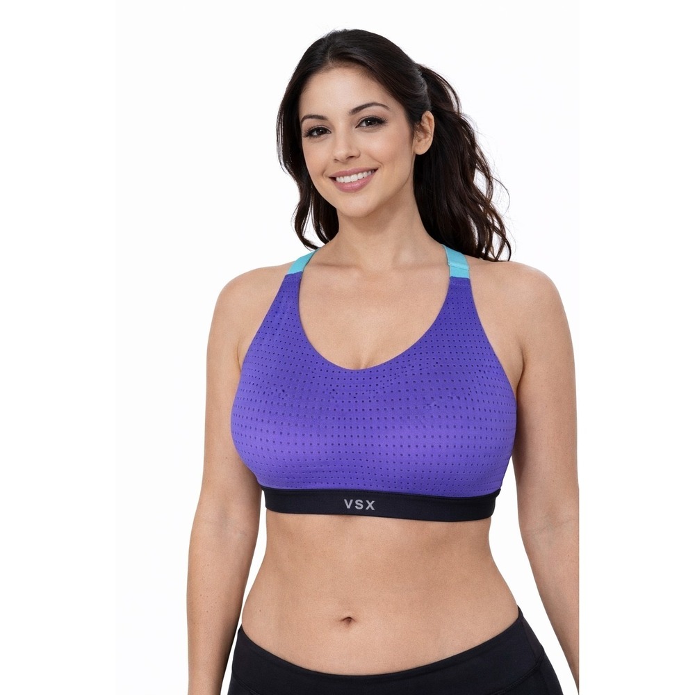 VSX 32B Purple/Teal Padded Sports Bra Wireless